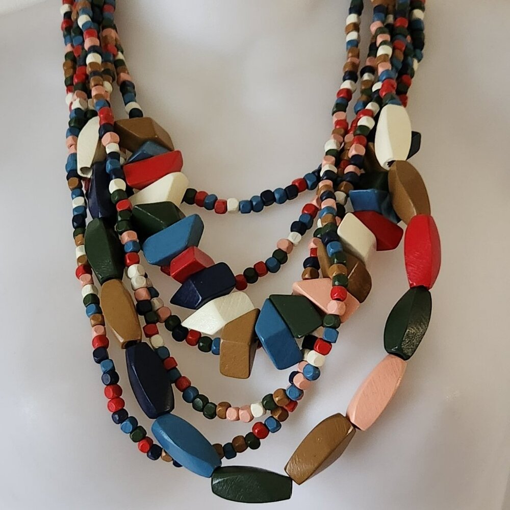 THREE FOR $20 Colorful set necklace bracelet earrings wooden costume NWOT